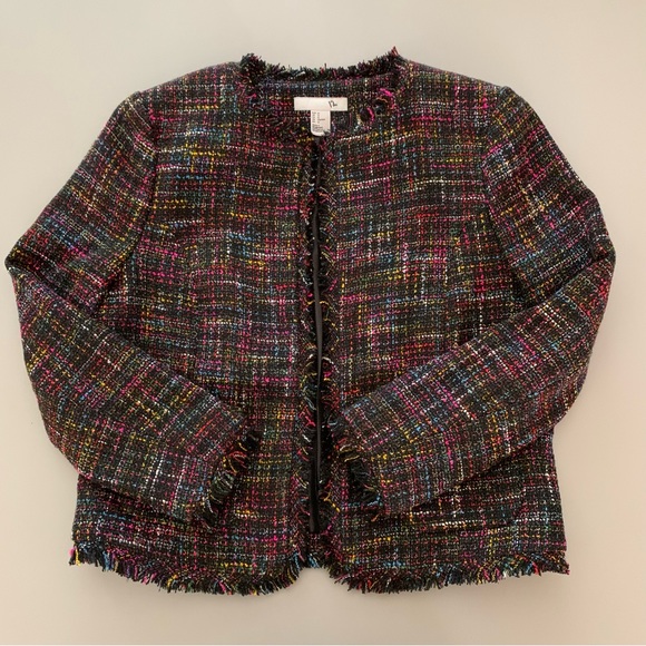 “H&M” Black Jacket with Multicolored Threads size 12 - Picture 7 of 12